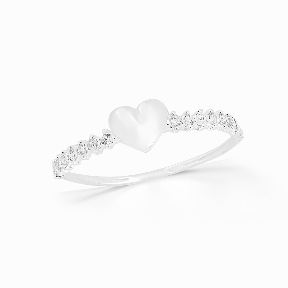 Anel de prata coração feminino delicado