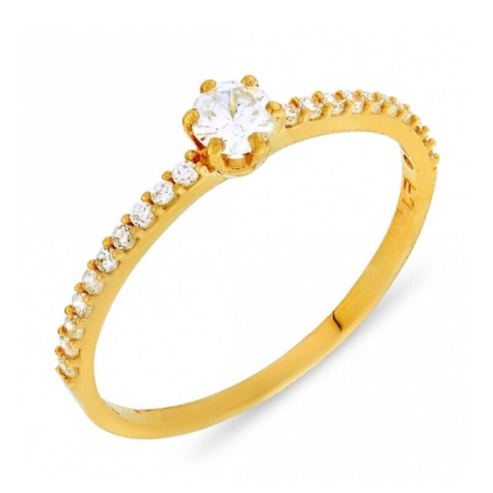 Anel de prata 925 banhado a ouro solitário com seis garras