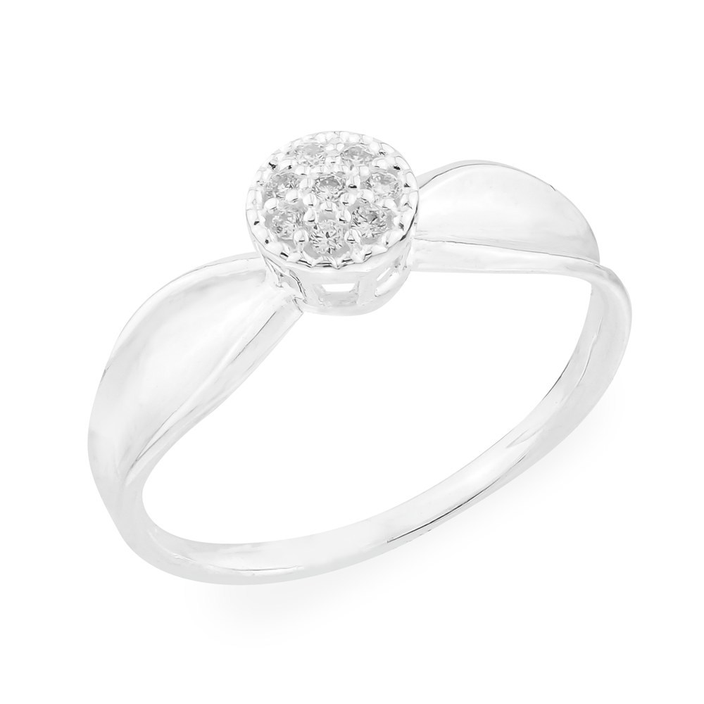 Anel de prata feminino solitário cravejado 