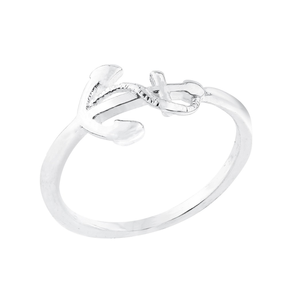 Anel masculino feminino prata Âncora lisa