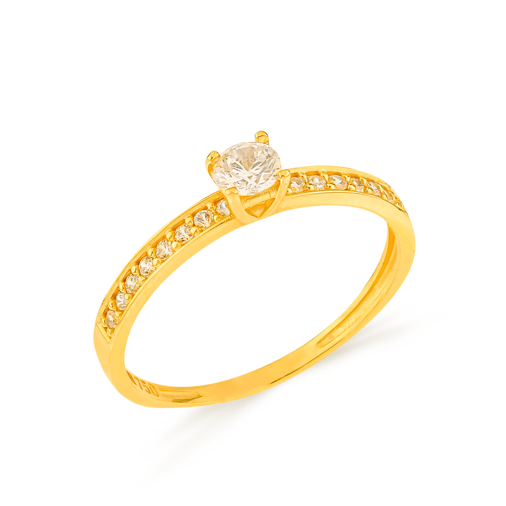 Anel de prata 925 banhado a ouro solitário X 