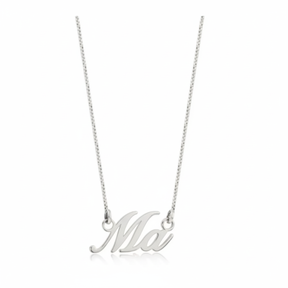 Gargantilha de prata 925 com nome escrito personalizado 2 letras