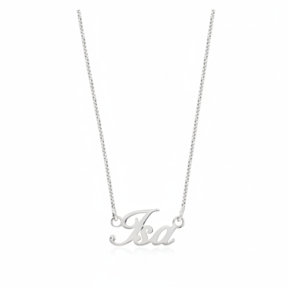 Gargantilha de prata 925 com nome escrito personalizado 3 letras