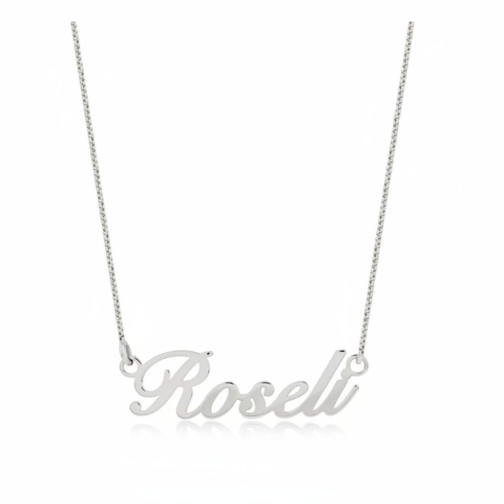 Gargantilha de prata 925 com nome escrito personalizado 6 letras