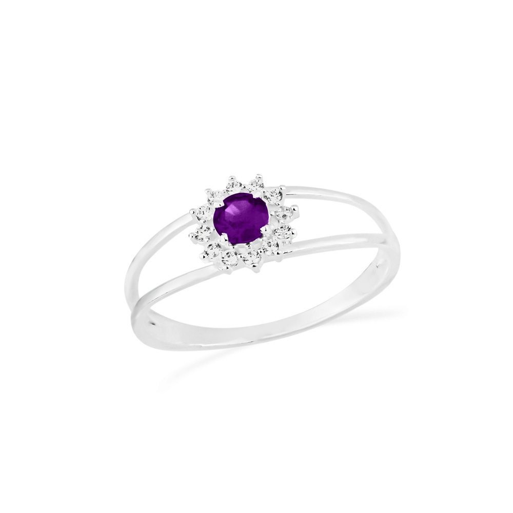 Anel de prata formatura pedra roxo