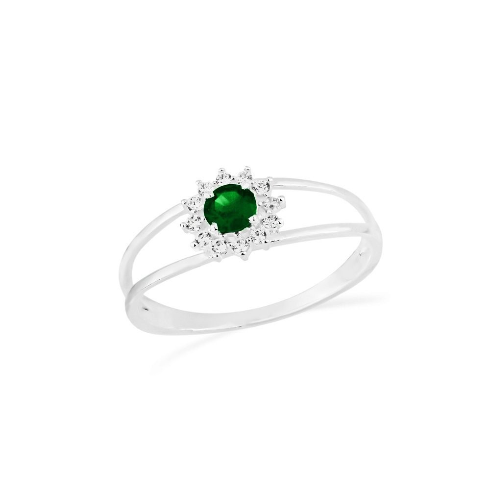 Anel de prata formatura pedra verde