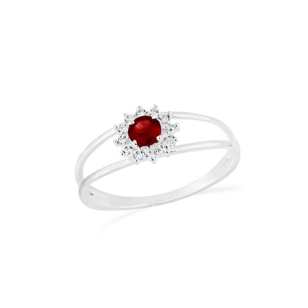 Anel de prata formatura pedra vermelho
