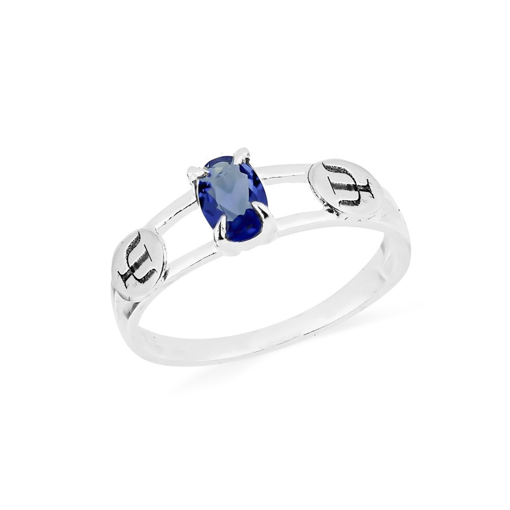 Anel de prata formatura psicologia oval com emblema