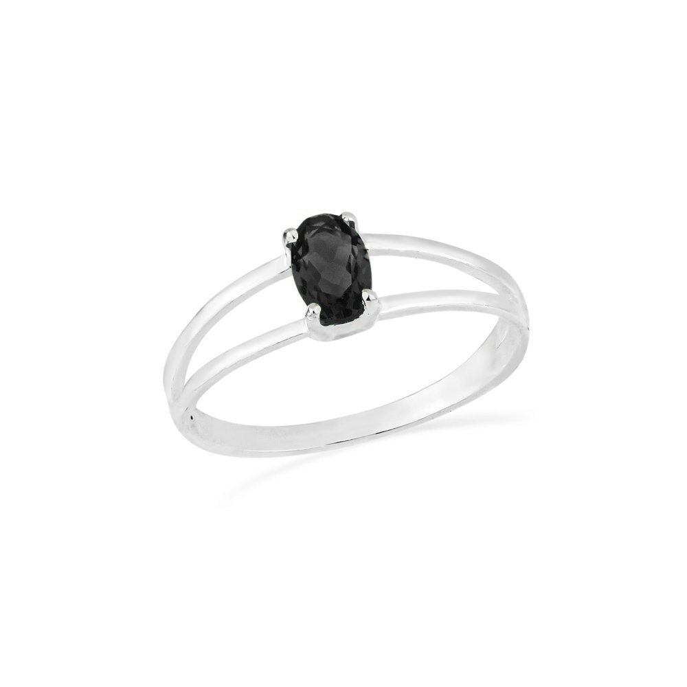Anel de prata formatura pedra preto oval