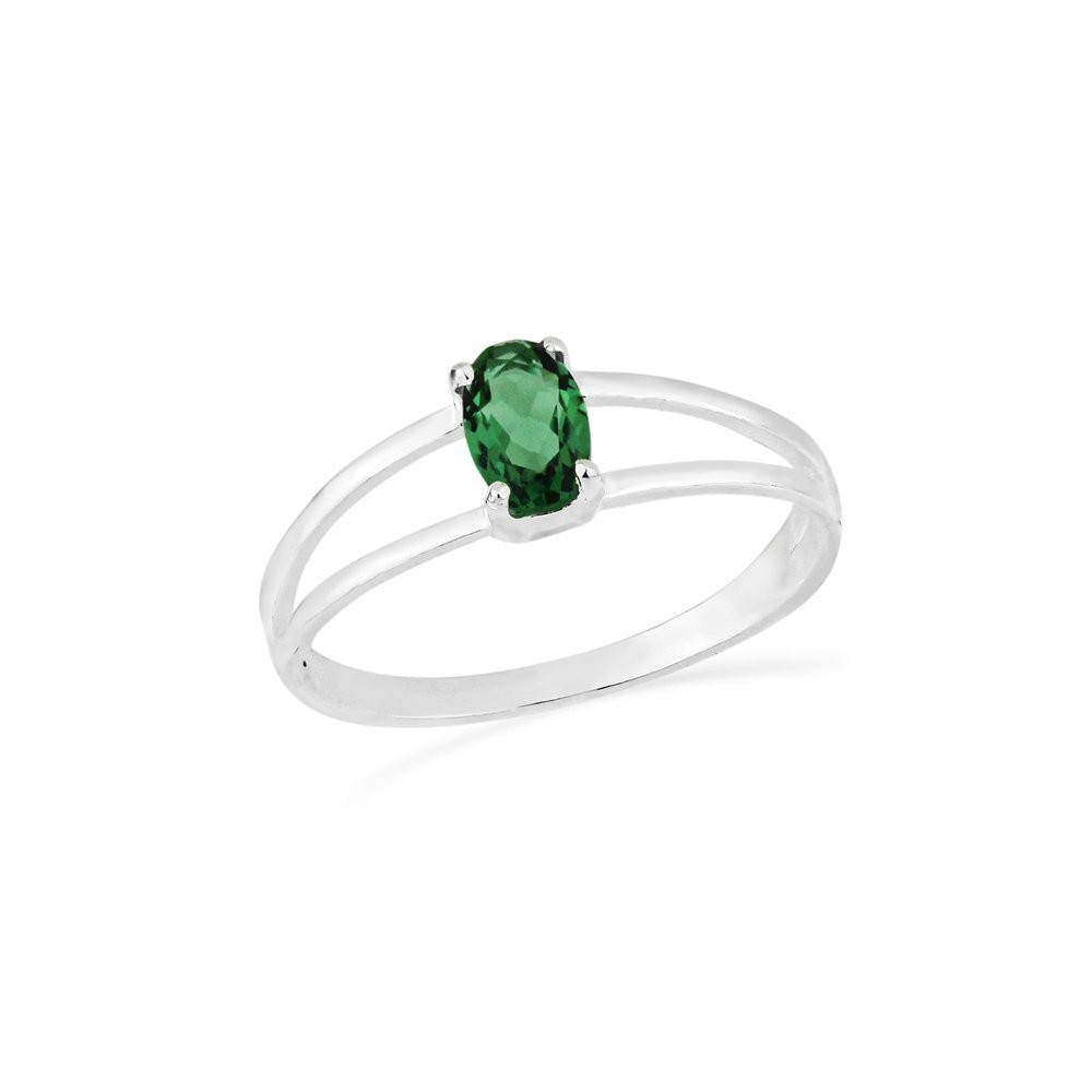 Anel de prata formatura pedra verde oval