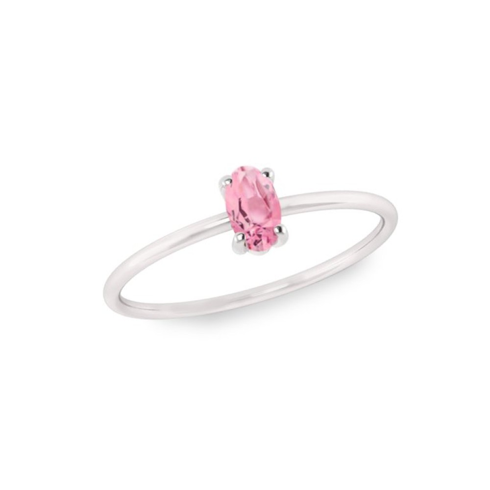 Anel de prata feminino pedra oval rosa