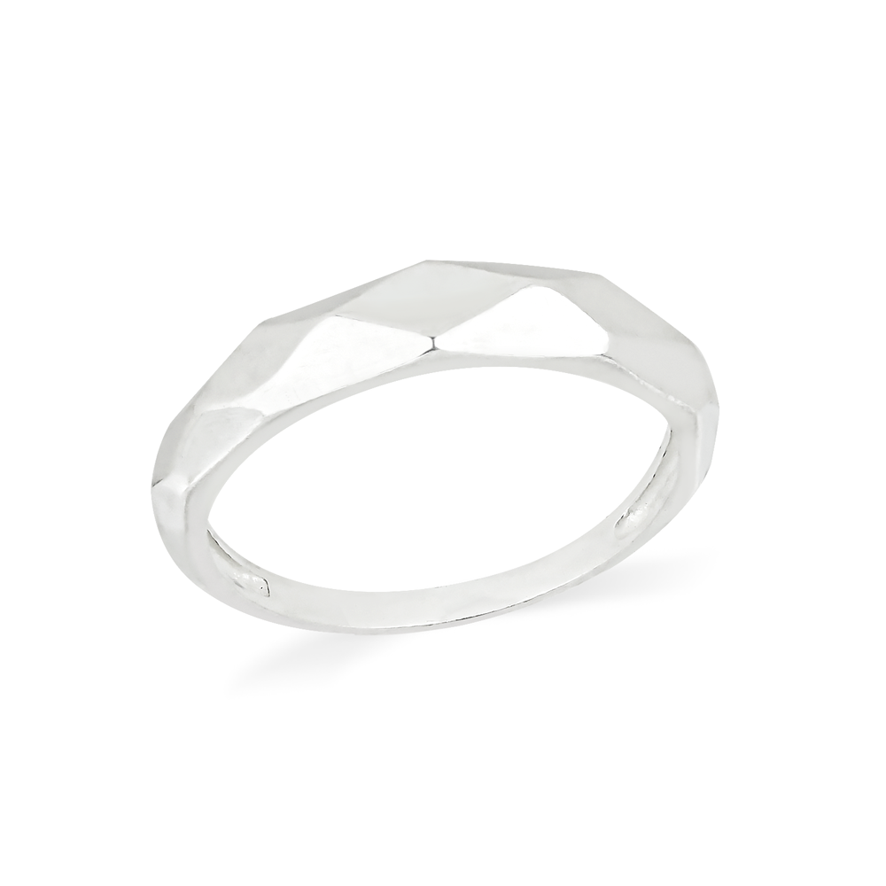 Anel de prata masculino liso facetado