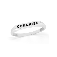 Anel de prata placa "CORAJOSA"