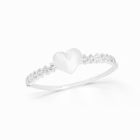 Anel de prata coração feminino delicado