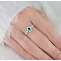 Anel de prata feminino gota vermelha I mao