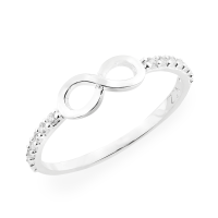Anel de prata feminino infinito e pedras 