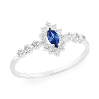 Anel de prata feminino navete pedra azul I