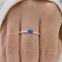 Anel de prata solitário pedra azul