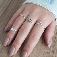 Anel masculino feminino prata envelhecida Árvore da vida 