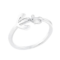 Anel masculino feminino prata Âncora lisa