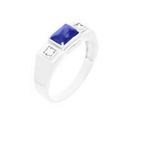 Anel masculino de prata pedra azul