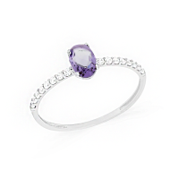Anel de prata feminino pedra roxa