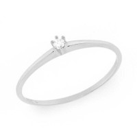 Anel de ouro branco solitário com diamante