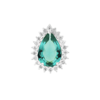 Conjunto de prata pedra verde e zircônias