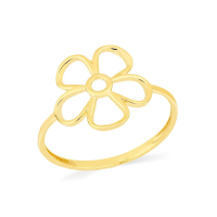Anel de prata 925 com banho de ouro flor pequena 