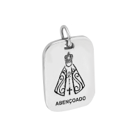 Pingente de prata retangular masculino abençoado
