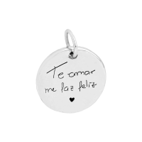 Pingente de prata placa redonda personalizavel 2