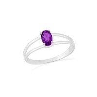 Anel de prata formatura pedra roxo oval