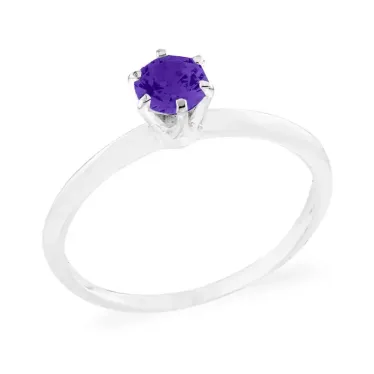 Anel de prata solitário com pedra roxo video