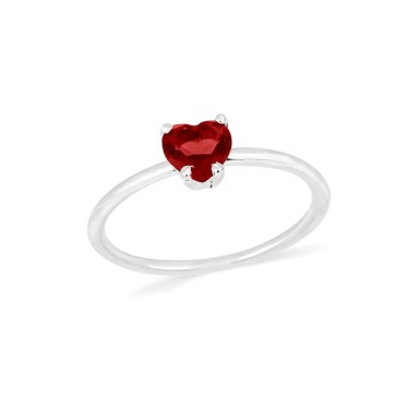 Anel de prata pedra coração vermelho aro liso video