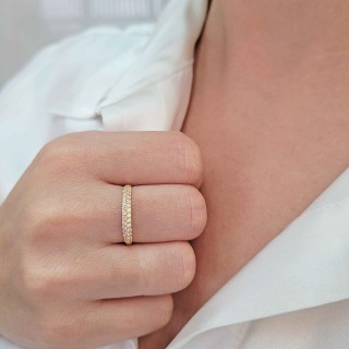 Anel aparador de ouro prata 925 com banho zirconias 1,25mm