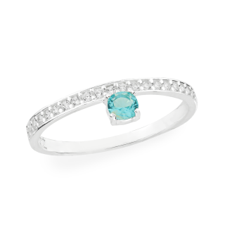 Anel de prata feminino solitário pedra azul II