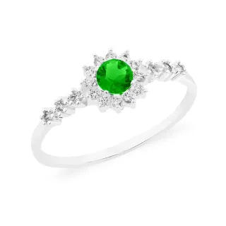 Anel de prata solitário feminino verde II