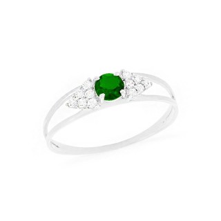 Anel de prata formatura com pedra verde redonda