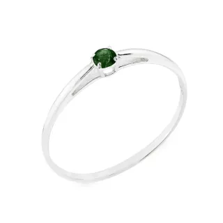 Anel de prata solitário com pedra verde