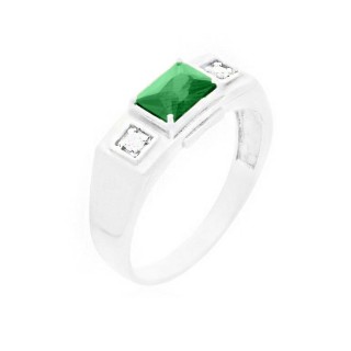 Anel masculino de prata pedra verde