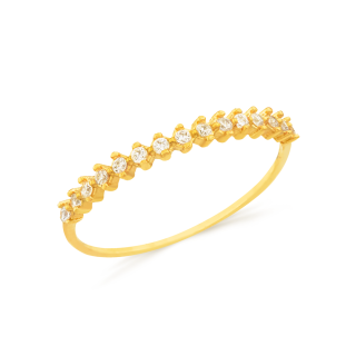 Meia aliança de prata 925 com banho de ouro pedras 1,25mm