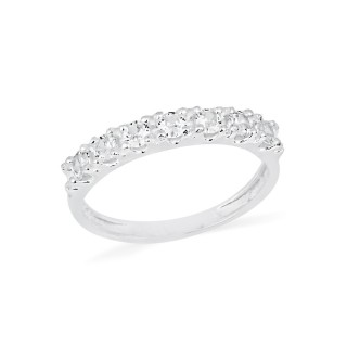 Meia aliança prata pedra 2,5mm aparador