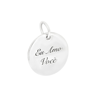 Pingente de prata placa redonda personalizavel 2