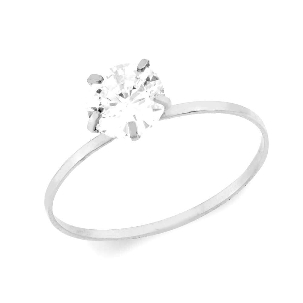 Anel de prata solitário com pedra de zircônia 6mm 2
