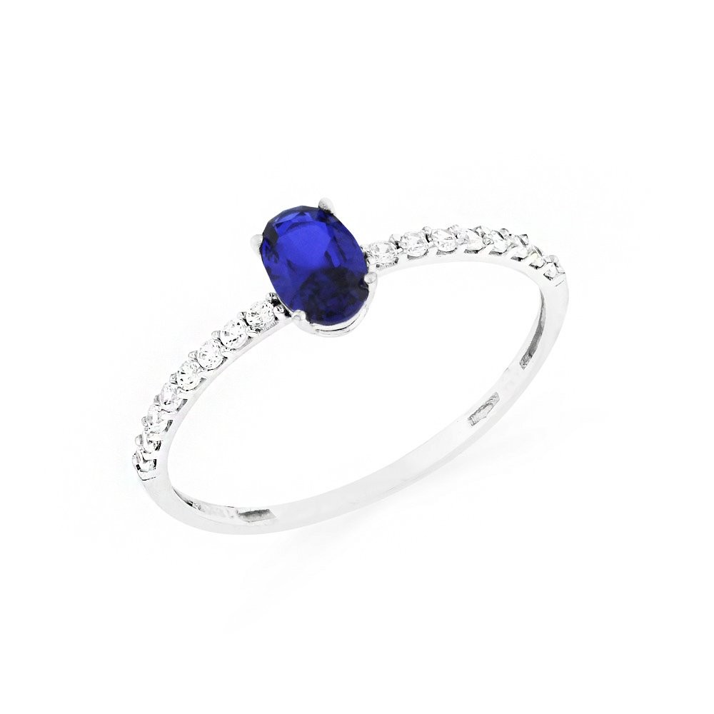 Anel de prata feminino pedra azul
