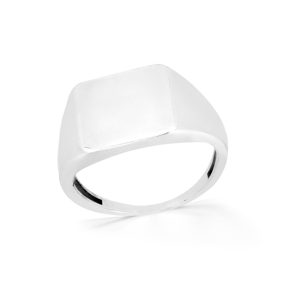 Anel de prata masculino retangular liso